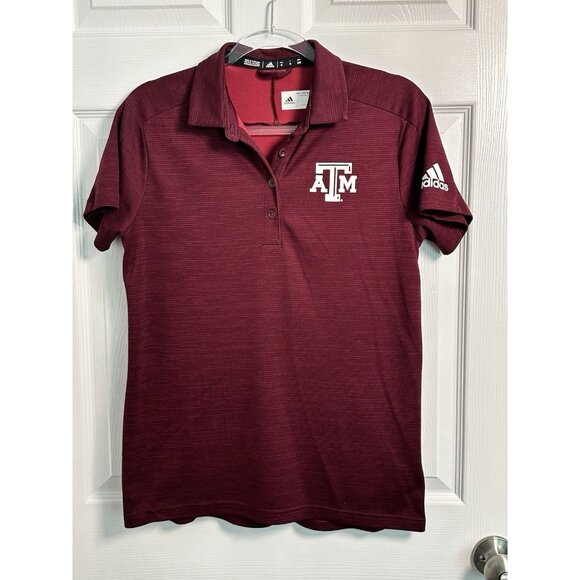 Adidas Climalite Texas A&M Aggies Collared Polo Shirt Maroon Women’s Size M - Picture 1 of 11
